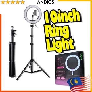 Ring Light LED Video Live Studio Lighting Lampu Bulat Tripod Facebook 26cm Tiktok 10inci 10inch Phone Live Steaming