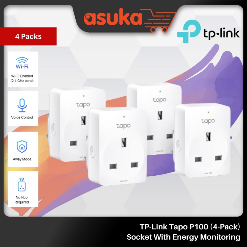 TP-Link Tapo / Tapo P110 Mini / P100 Mini Smart Wi-Fi Socket / TP-Link Tapo P100 (4-Pack)  Socket With Energy Monitoring