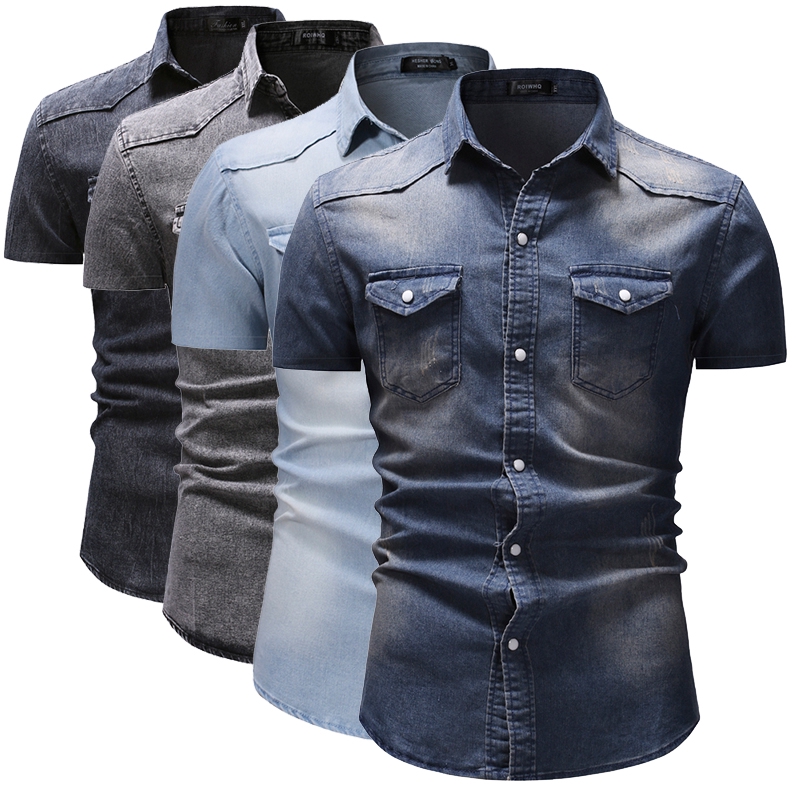 mens short sleeve denim shirt xxl