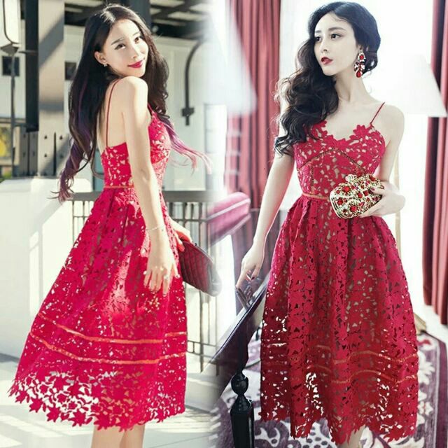 dinner dress red colour