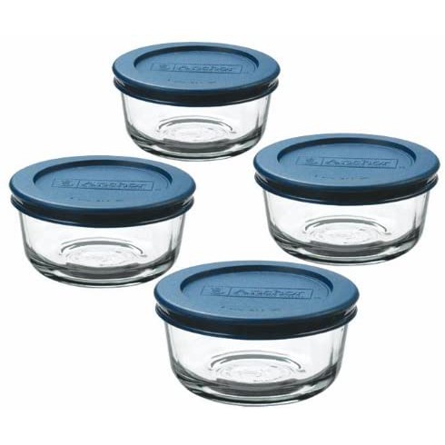Anchor Hocking 7-Cup Round Glass Food Storage Containers With Lids (2-Pack) - BPA-Free Clear Glass & Plastic Lids