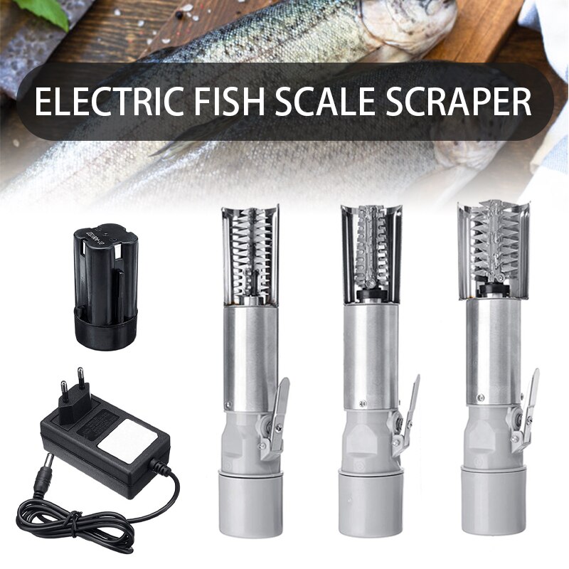 Stainless Steel Electric Machine Automatic Electric Lithium Ion Cordless Fish Skin Scaler Rechargeble,Black Electric Fish Scales Machine 