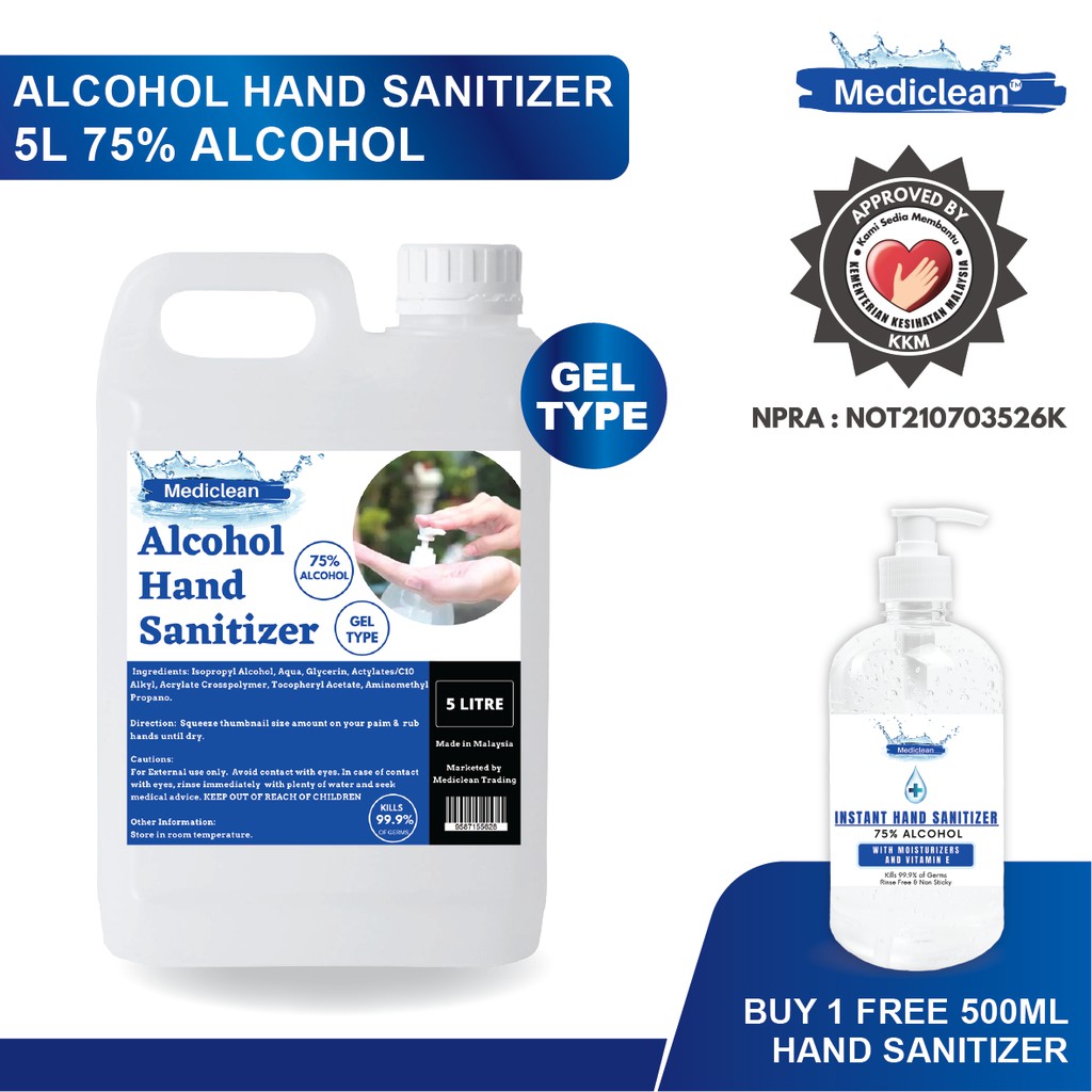 Buy Hand Sanitizer Gel Type 5000ml 5litre Foc 500ml Seetracker Malaysia