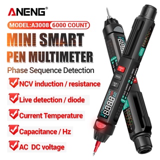 ANENG A3008 Digital 6000 Counts Intelligent Professional Multimeter Sensor Pen Tester Current Meter Non-Contact Voltmeter others