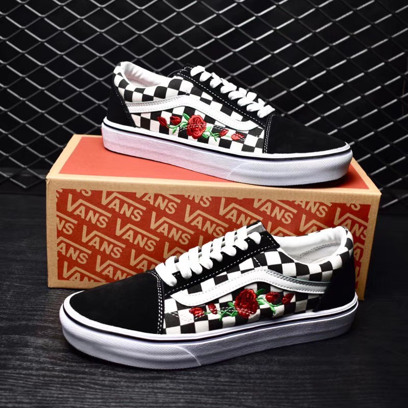 van shoes with roses