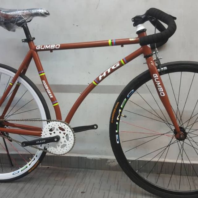 700C GUMBO FIXIE BICYCLE BIKE SINGLE BRAKE BROWN | Shopee ...