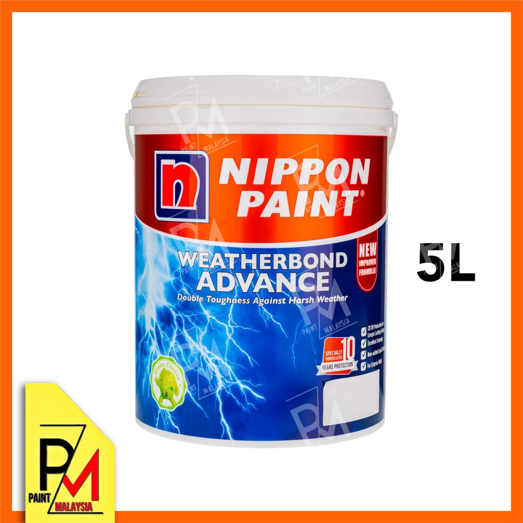 NIPPON Weatherbond Advance 5L Exterior Wall Paint UV Protetection Paint ...