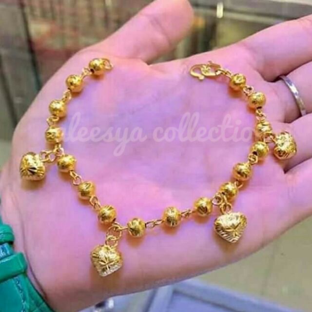 Gelang Emas Gantung Love  mowmalay