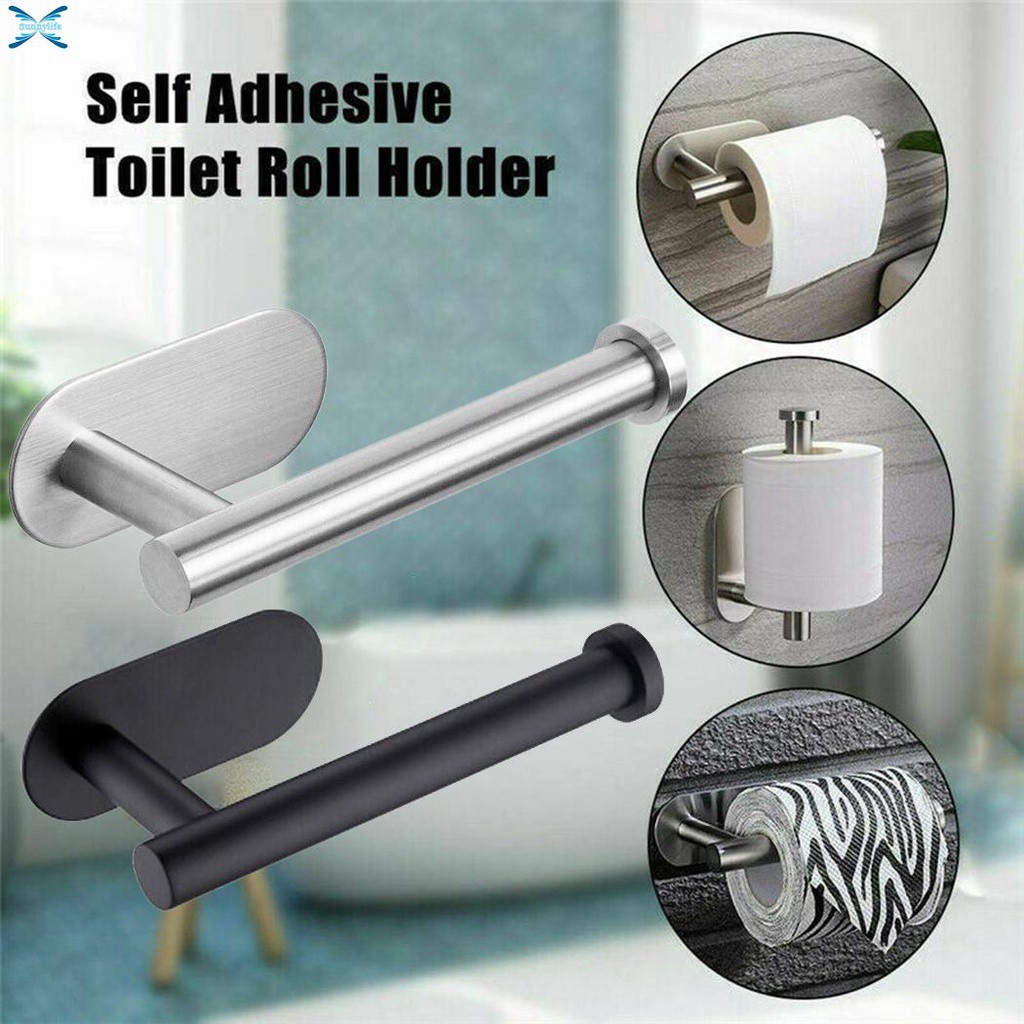Under Cabinet Paper Towel Holder Black Paper Towel Holder Wall Mount Self Adhesive or Drilling SUS304 Stainless Steel Paper Holder for Kitchen Bathroom Cabinets 