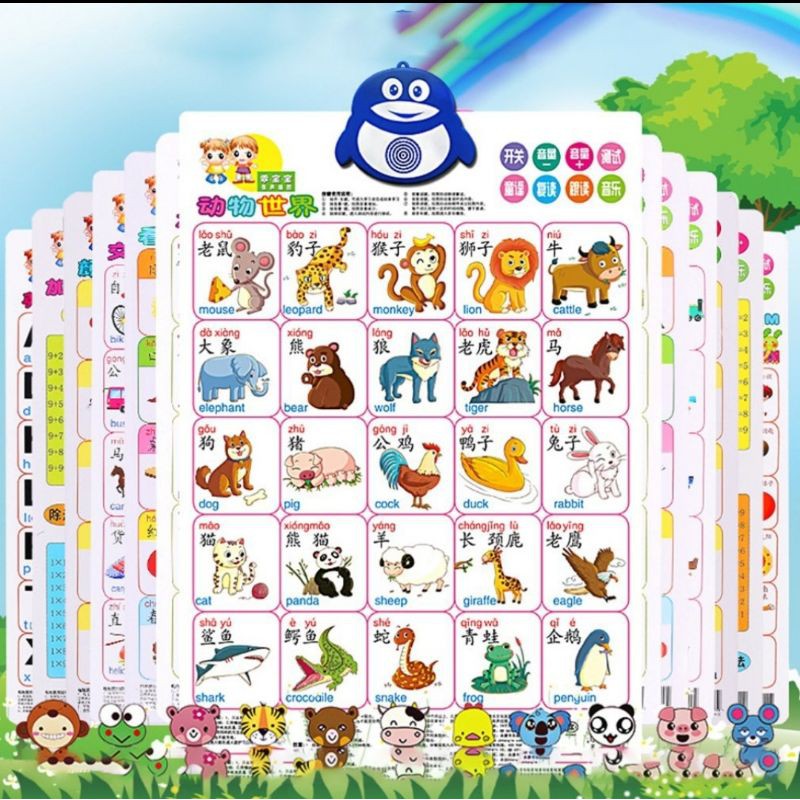 touch audio kids early study learning wall chart dwibahasa pendidikan ...