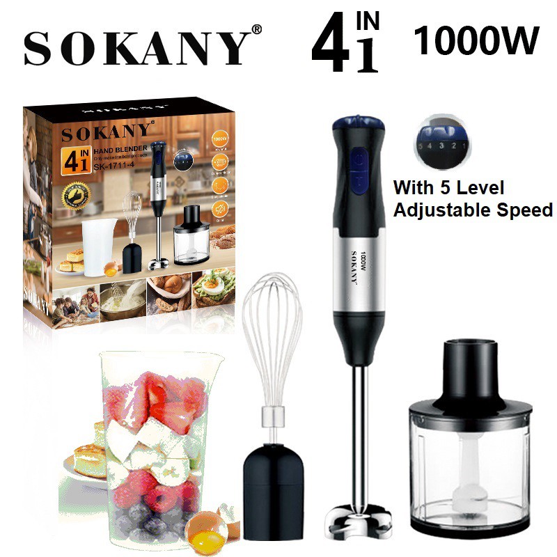 Sokany 4 In 1 Electric Handheld Blender Stick Hand Blender Mixer Food
