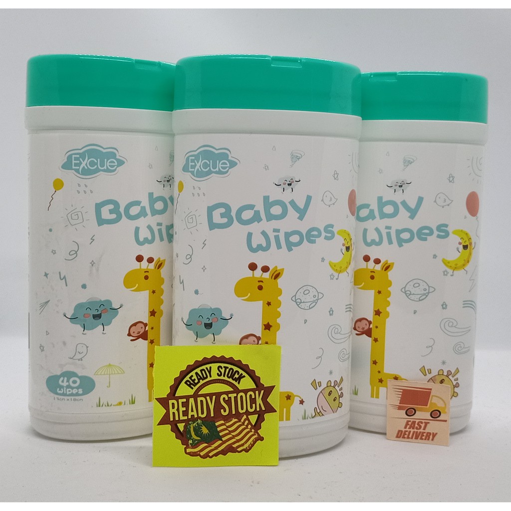 Excue Baby Wipes 40 Wipes Alcohol Free 1 Pcs Ready Stock Shopee Malaysia