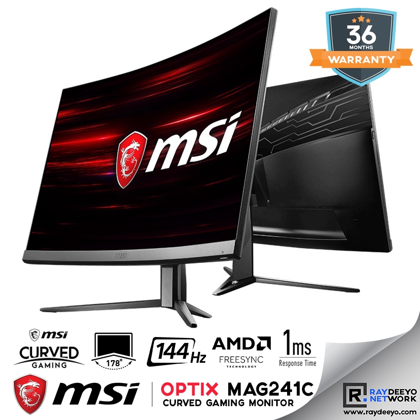 Msi Optix Mag241c 23 6 Fhd Curved Gaming Monitor 144hz 1ms Freesync Technology Shopee Malaysia