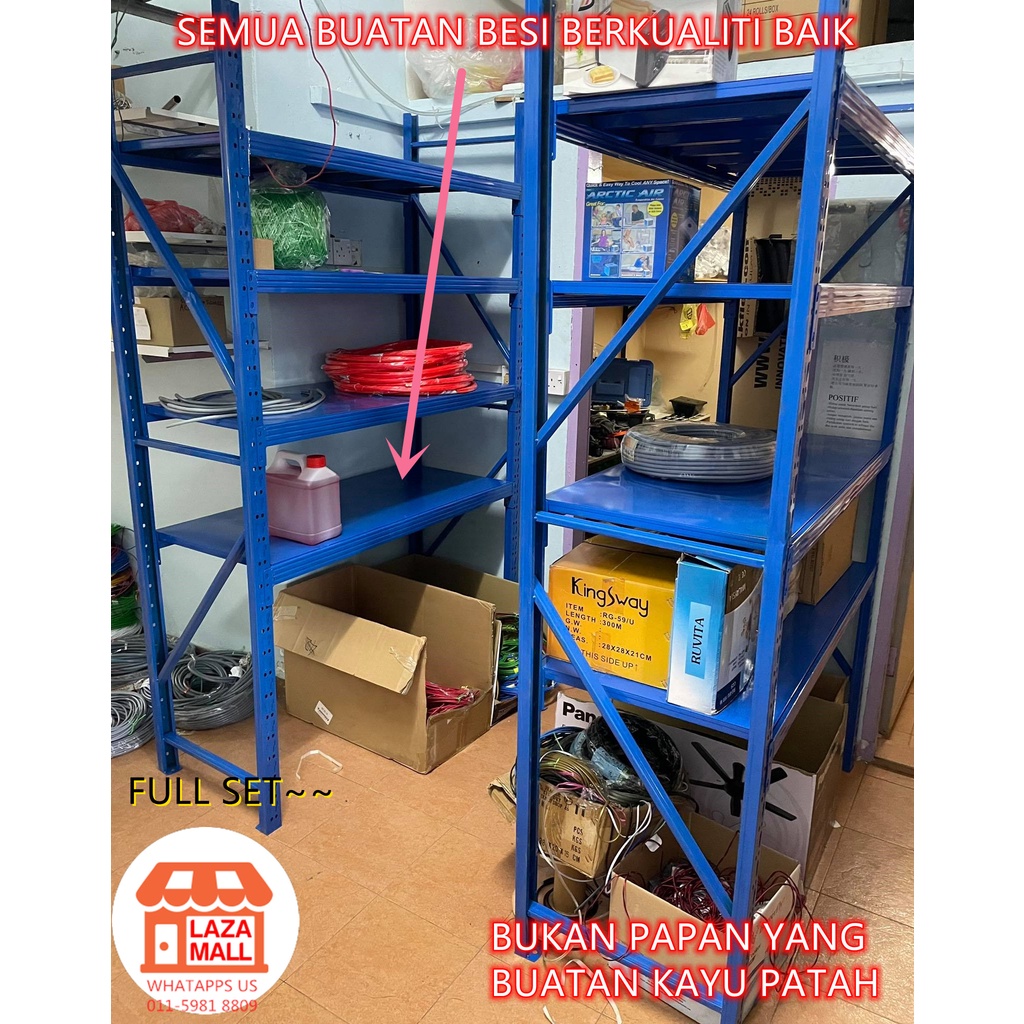 HEAVY DUTY RACK BESI RAK STORAGE Boltless Serbaguna Storage / Metal ...