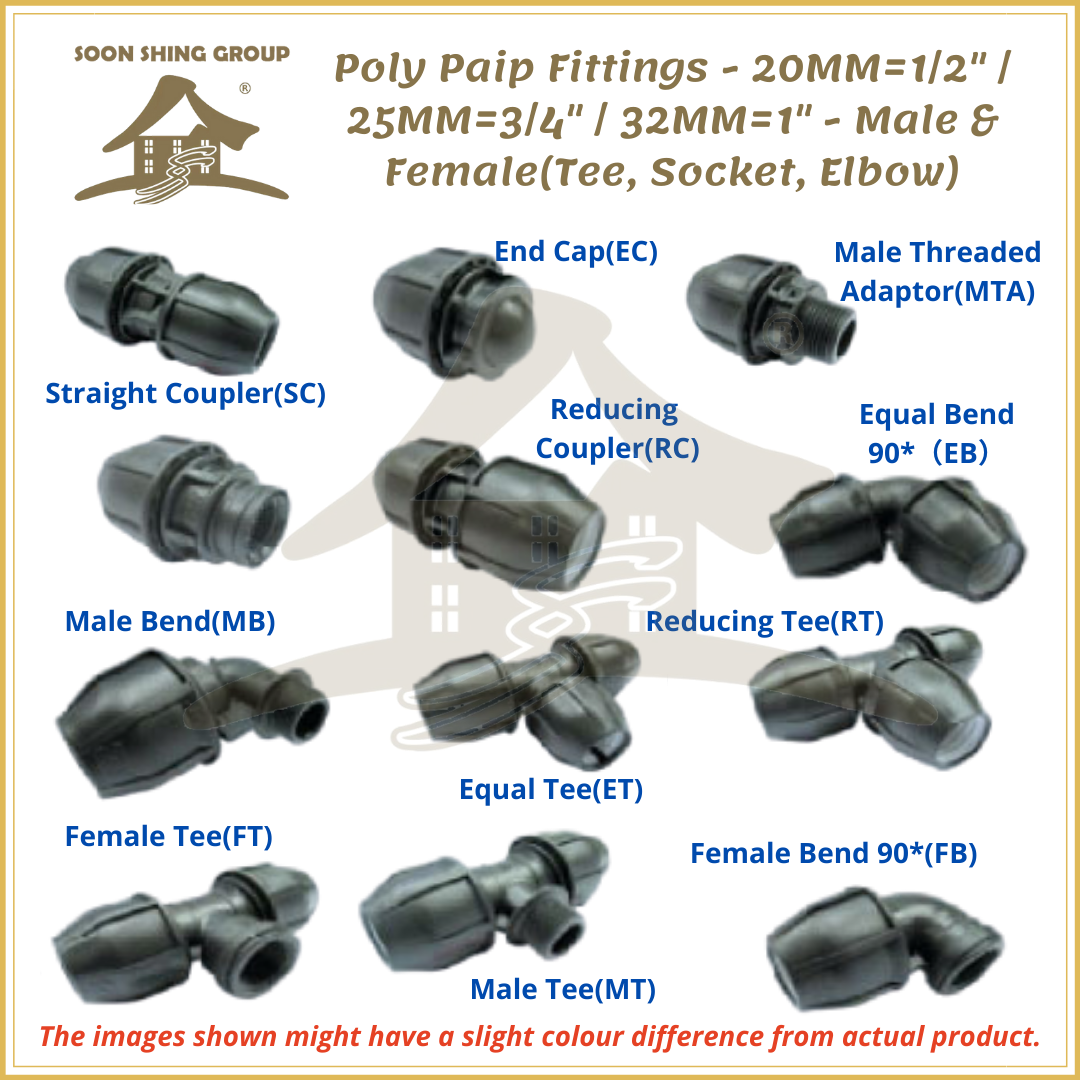 SSPF Poly Paip Fittings - 20MM=1/2" / 25MM=3/4" / 32MM=1" - Male ...