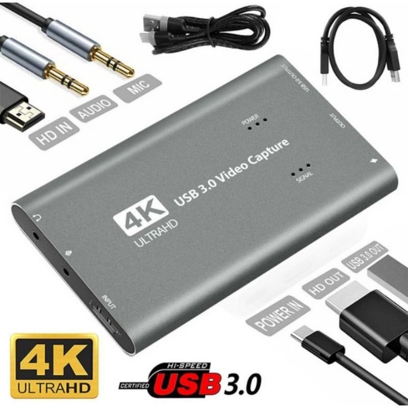 HDMI Video Capture Card Device 1080P with Loop-out Audio Video Game Grabber For Live Streaming Broadcast Gaming