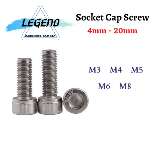 5Pcs 55mm Long M5 SUS304 Stainless Steel Hexagon Socket Head Cap Screws M5*55mm 