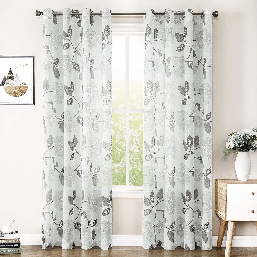 Print Flower Day Curtain Voile Semi Sheer Langsir Sliding Door Window Living Room Curtain 1 Panel Shopee Malaysia