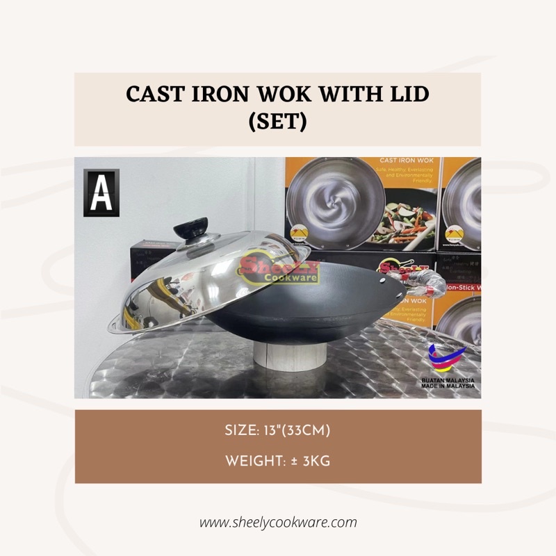 Cast Iron Wok (33cm) Set