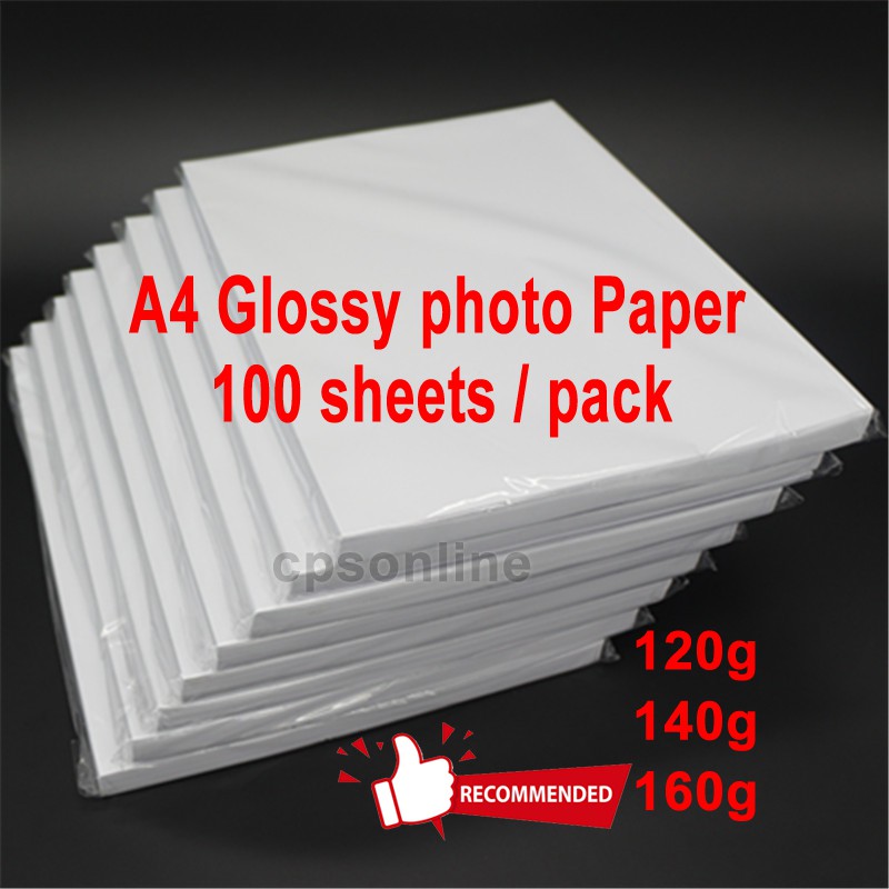 A4 Glossy photo paper (100Sheets/Pack) (120g / 140g / 160g ) Shopee