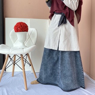 DENIM SKIRT MUSLIMAH SKIRT JEANS A CUT KAIN KEMBANG LABUH ...