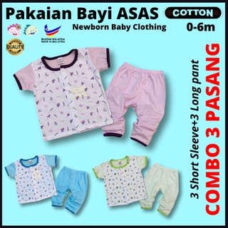 3 Set Baby Premium Quality New Born Comfort Clothing Boy Girl 3 Pasang baju Baby baju Bayi