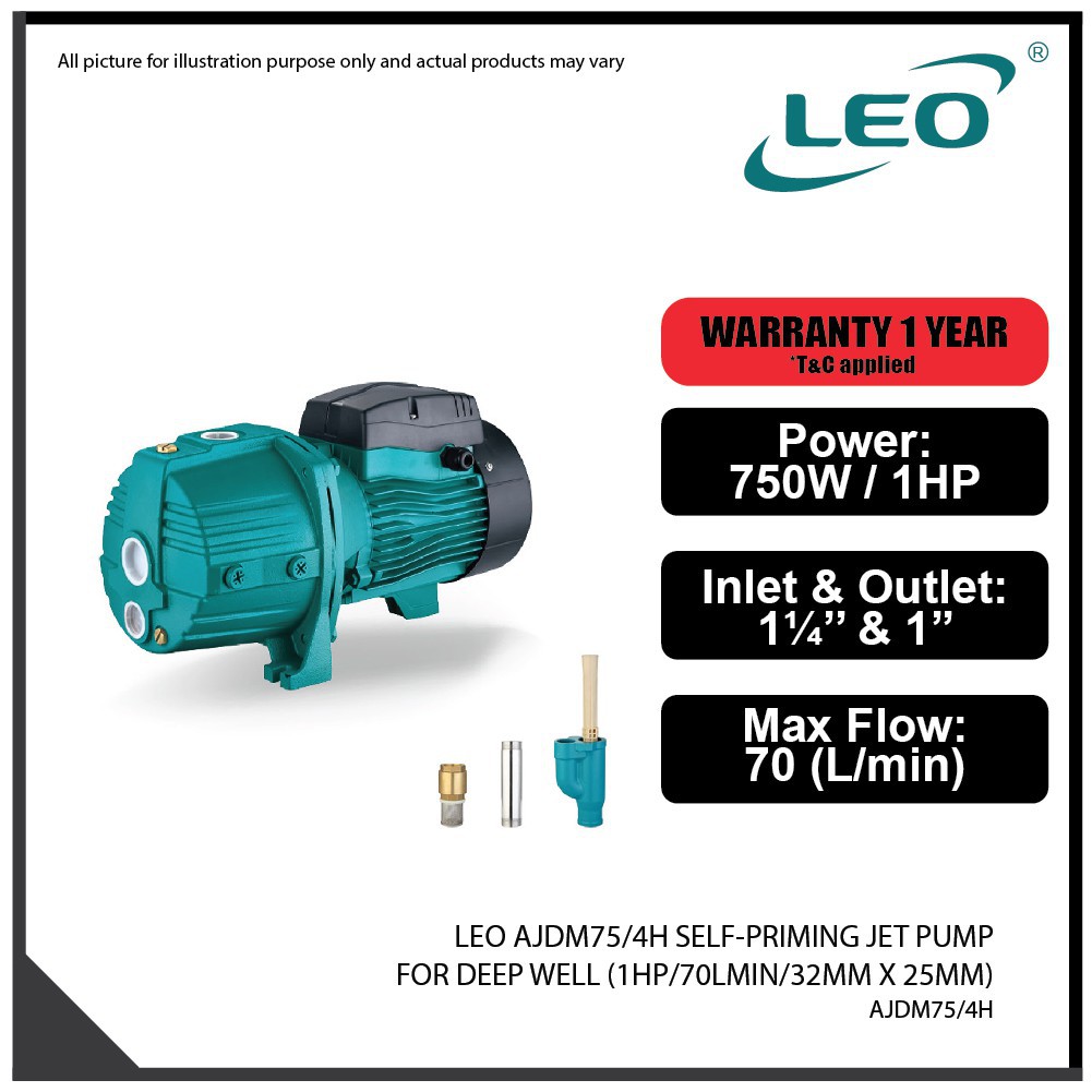 LEO AJDM75/4H SelfPriming Jet Pump for Deep Well Pam Air Perigi 水泵 [1