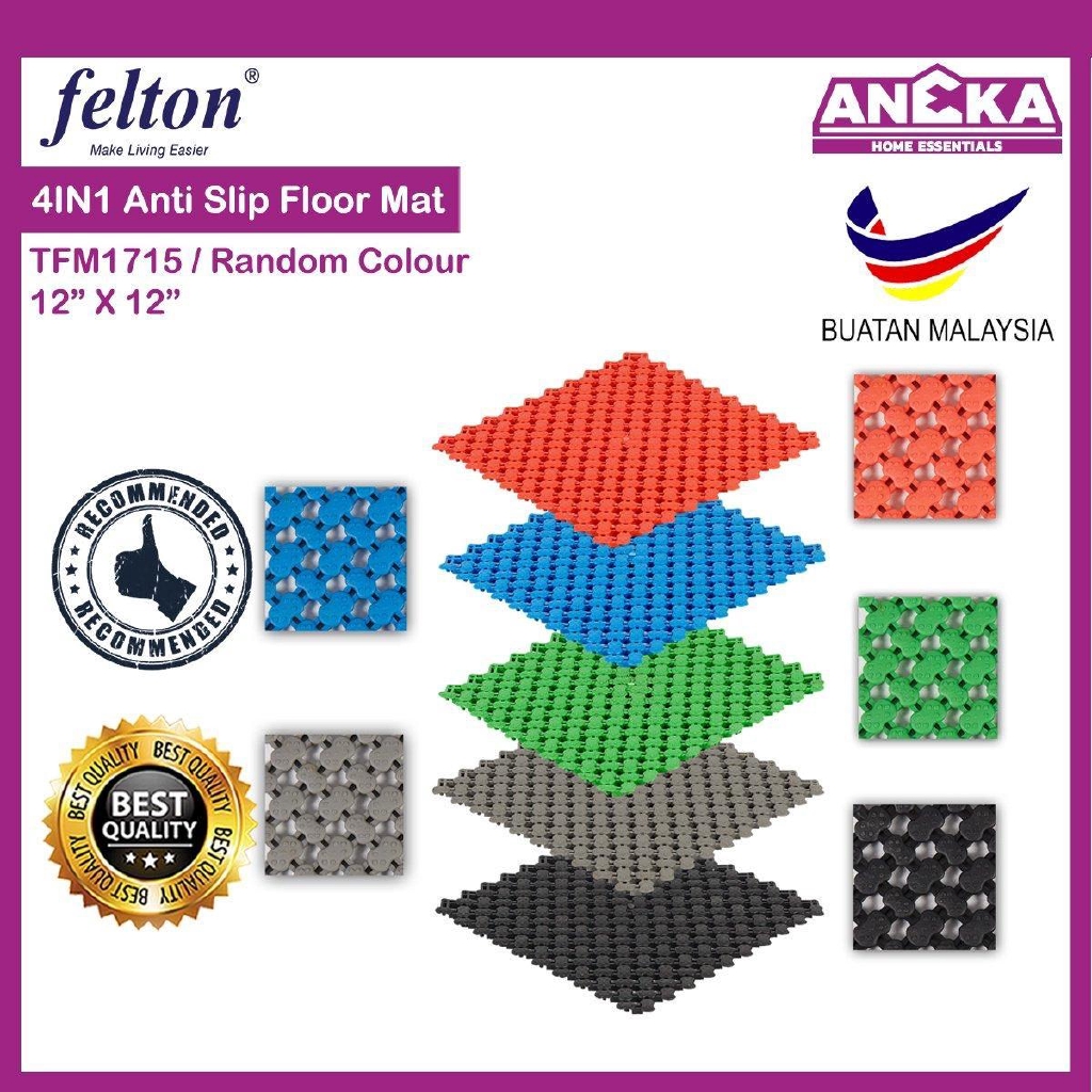 Felton 4 In 1 Anti Slip Floor Mat Bathroom Floor Mat 12 X 12