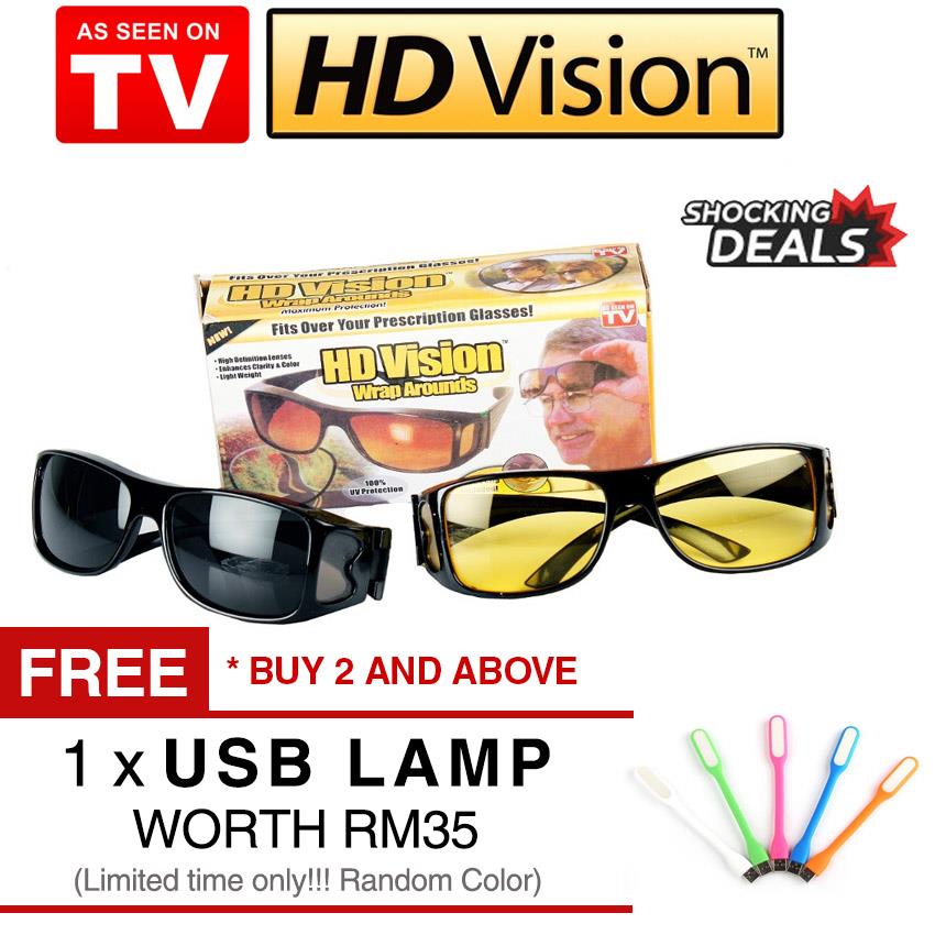 2 In 1 As Seen On Tv Asotv Hd Vision Wraparound Anti Glare Sunglasses Night Drive Shopee Malaysia