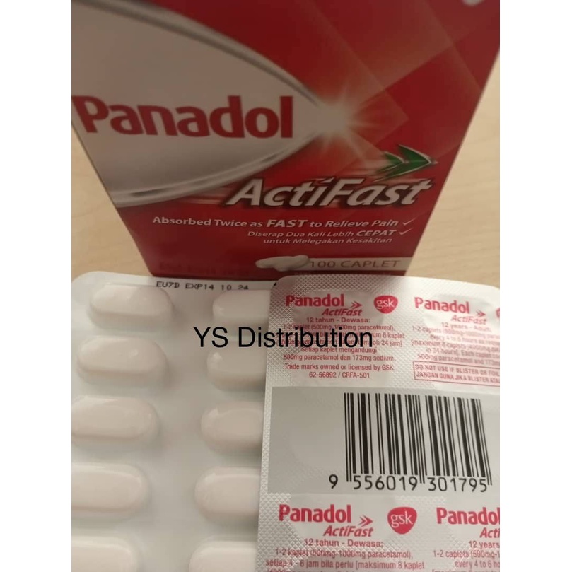 Panadol Actifast Paracetamol Fever Headache Toothache Migraine Cold Flu