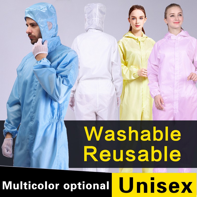 Cleanroom Suit Esd Jumpsuit Ppe Clothing Coverall Washable Antistatic