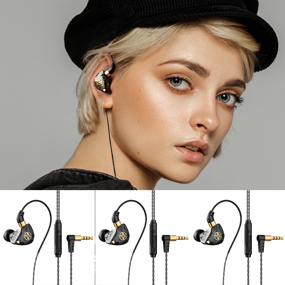 Wired Earphone with Micophone Stereo Round InEar Monitor Headphone