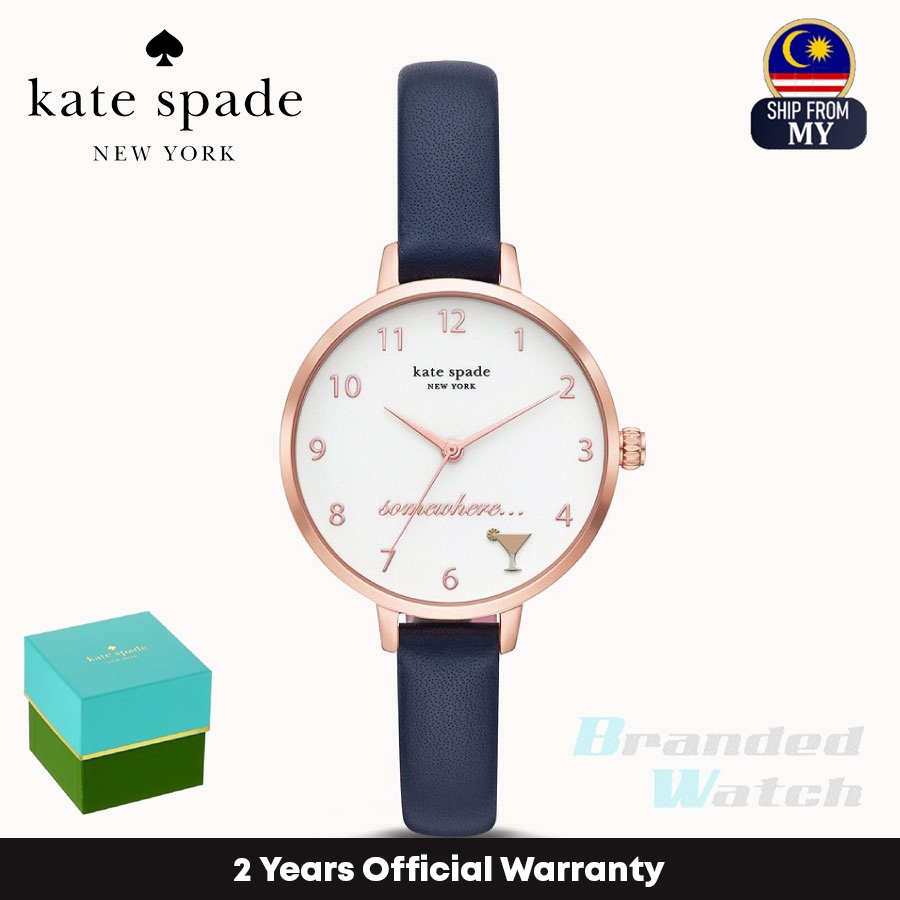 Official Warranty] Kate Spade KSW1525 Women's Analog Quartz Metro  Three-Hand Navy Blue Leather Strap Watch | Shopee Malaysia