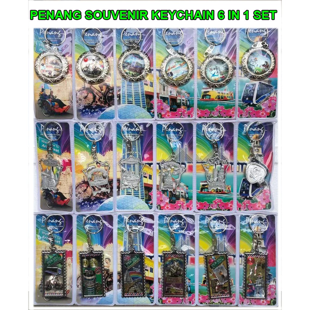 Malaysia Penang Souvenir Keychain 6 in 1 design / Gantungan Kunci Penang Malaysia