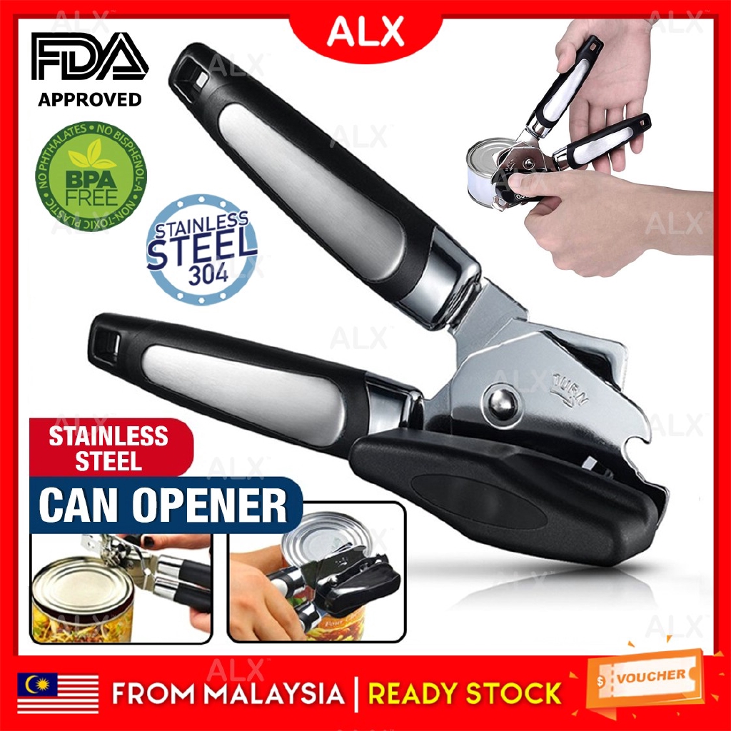 ALX Stainless Steel Can Bottle Opener Jar Gripper Can Wine Beer Lid Twist Seal Remover Multi Kitchen Tools Alat Dapur