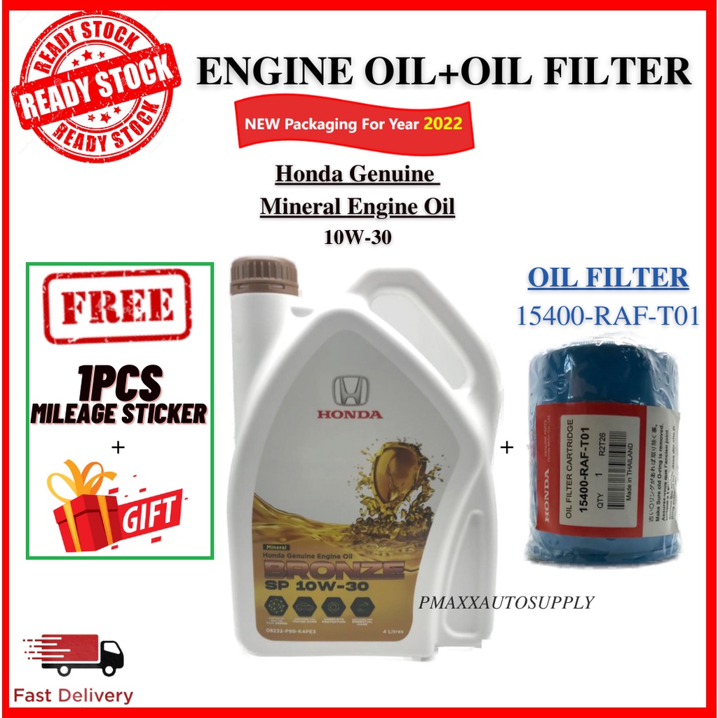 HONDA Genuine 10W30 Mineral ENGINE OIL 4L + Honda Oil Filter 2022 NEW