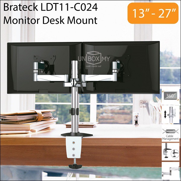 Brateck Ldt11 C024 13 27 Inch Dual Lcd Monitor Vesa Desk Mount