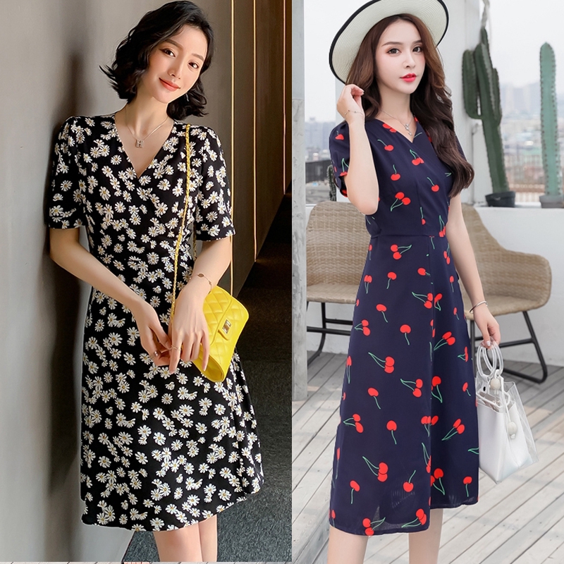 Women's Clothing Cherry little fragrant wrap dress Daisy dress long dress maxi dresses