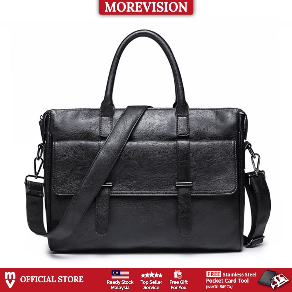 MV Bag Hand Carry Beg Leather Black Fashion Sling Messenger Briefcase Shoulder Business Men Bag Lelaki Leisure Travel