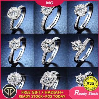 【Spot】COD💍S925 Silver Rings Fashion Adjustable Zirconia Ring Women Cincin Perempuan Rings Birthday Kahwin Best Gift Crytal Diamond