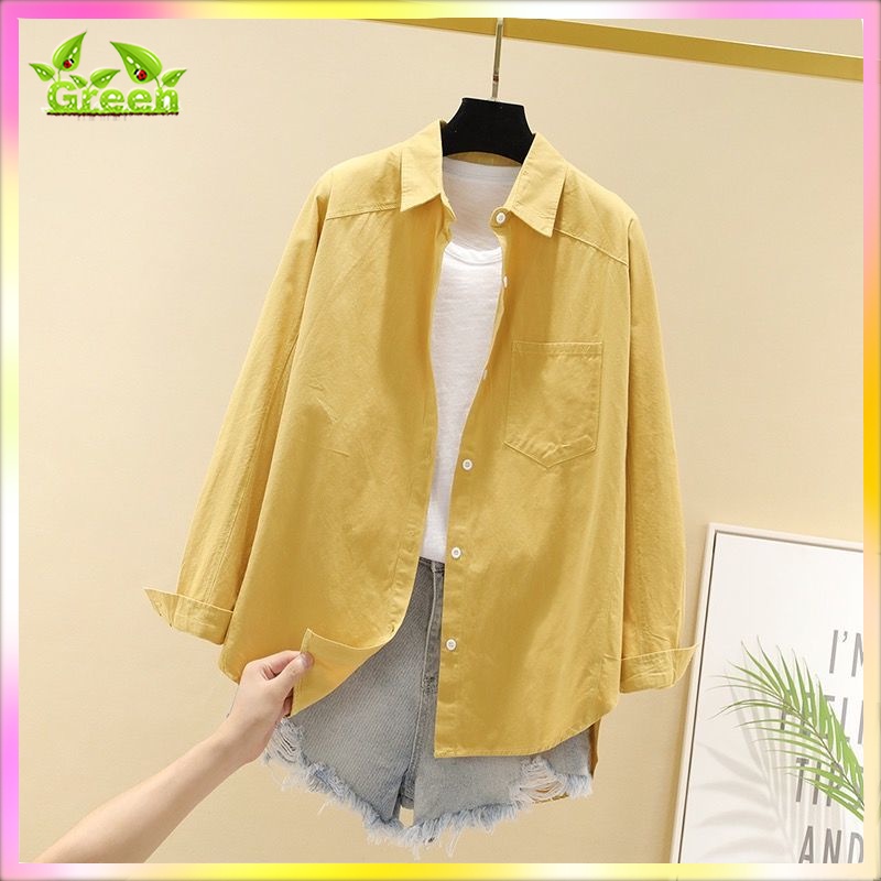 Essential Reliable Green Ready Stock S-3XL 100% Cotton Blouse Women Fashion Loose Causal Plus Size Work Wild Long Sle... - Image 3