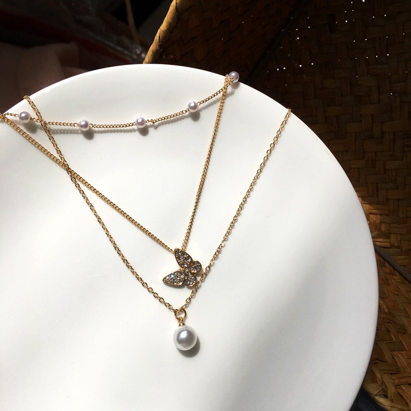 Download 3Pcs Kalung Liontin Korean Necklace Butterfly Layered ...