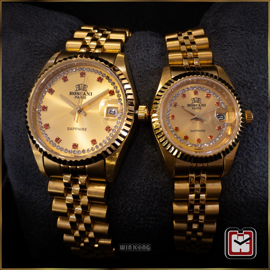 Roscani Paris Couple Watch 23k Gold Plated Shopee Malaysia