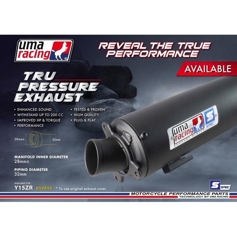 Uma Racing Exhaust New Tru Pressure Back Pressure Y15 V1 V2 Lc135 V5 V6
