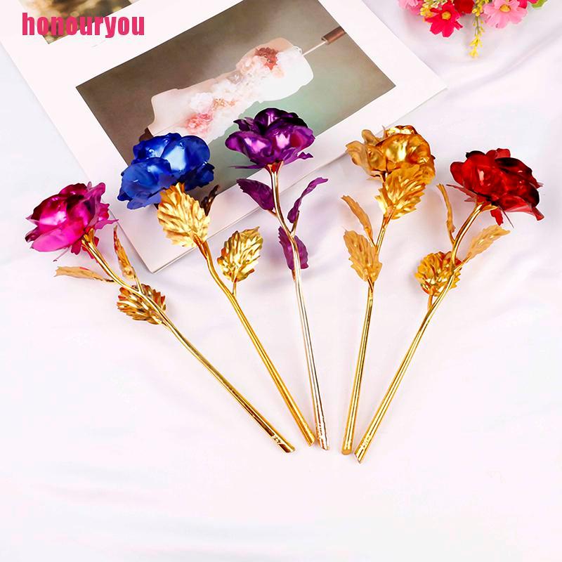 Honouryou♥ 24K Gold Plated Golden Rose Flowers Anniversary Valentine'S Day Lovers' Gift