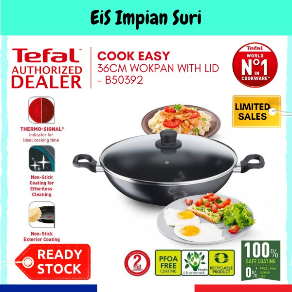 (Ready Stock!!) Tefal Cook Easy 36cm Non Stick Wokpan Wok with Lid