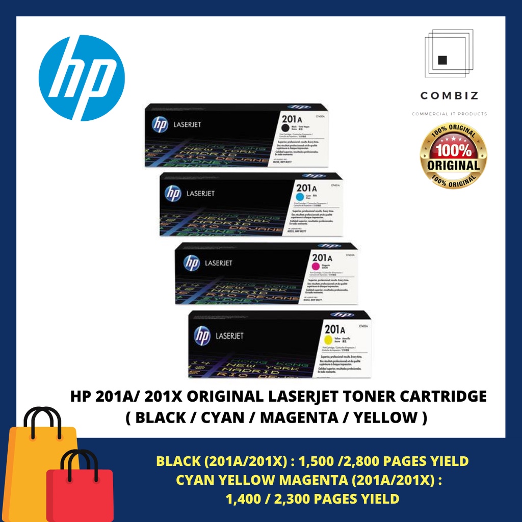 HP 201A / 201X ORIGINAL LASERJET TONER CARTRIDGE ( BLACK / CYAN ...