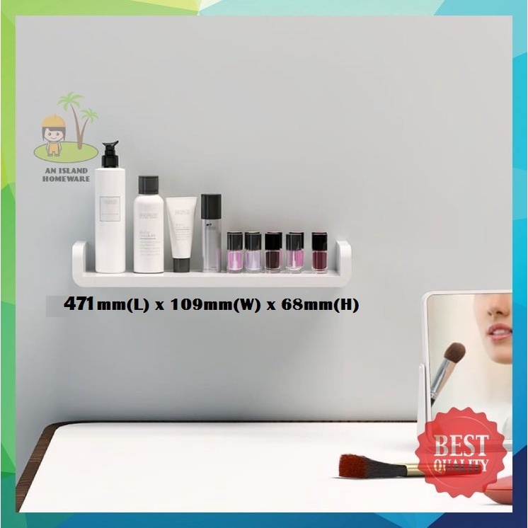 【HOMEWARE】Bathroom / Kitchen Floating Wall Shelf No Drill Storage Wall Shelf Decor Rak Dinding Terapung Rack Hiasan