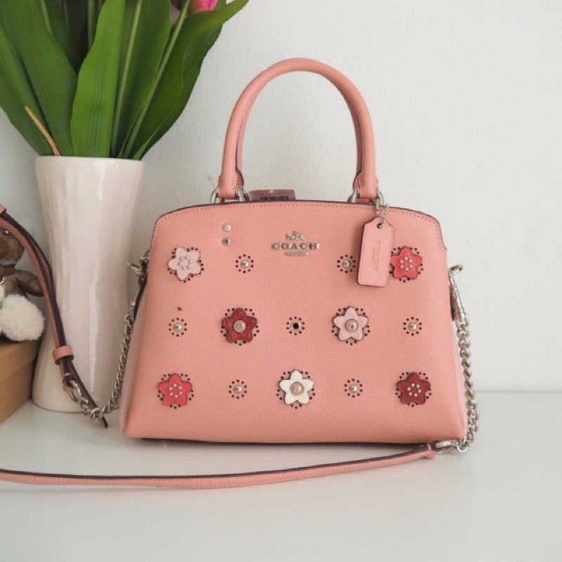 COACH HANDBAG MINI LILLIE CARRYALL WITH DAISY APPLIQUE (COACH 91142 ...