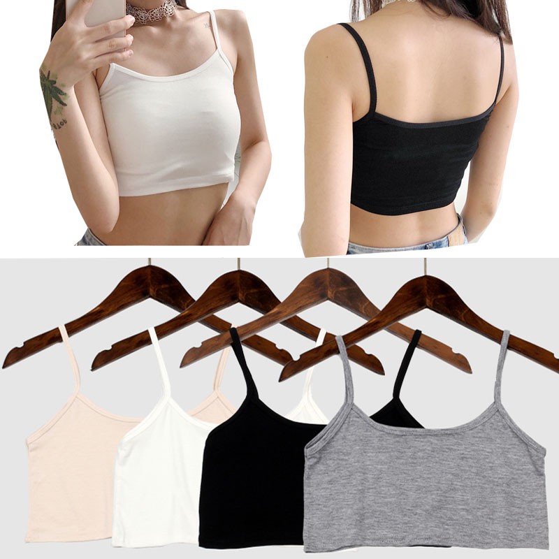 Women Cami Tank Top Bustier Bra Vest Crop Top Bralette Blouse Singlet T  Shirt